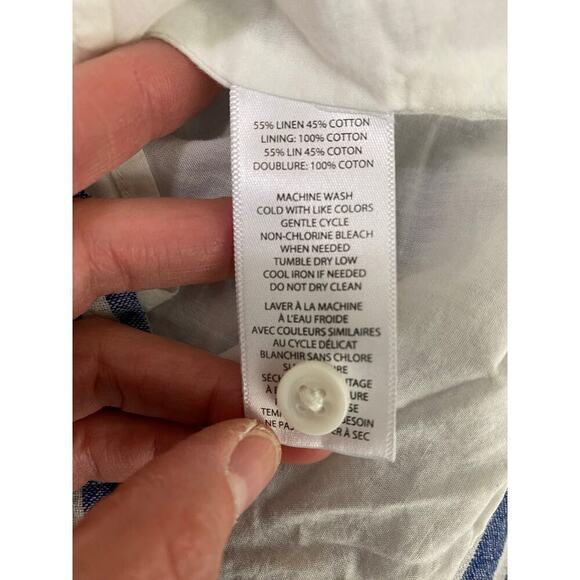 Beachlunchlounge Women's XS Blue White Striped Linen Blend Shift Dress - Picture 8 of 8